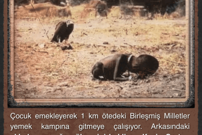 Bu fotoğrafı çekti ve büyük ödülü aldı ama vicdan azabı, yardım etmediği için peşini bırakmadı. Fotoğrafı çeken int*har etti. İşte bu yüzden önce insanlık, önce iyilik!